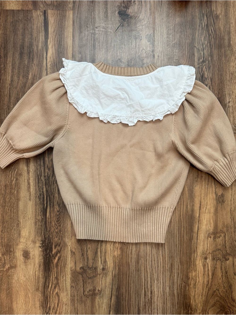 Anthropologie English Factory Puff-Sleeve Poplin Collared Sweater Size M - Picture 11 of 11
